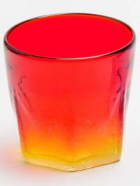 沖縄琉球グラス　泡ハーフ六角グラス　赤
