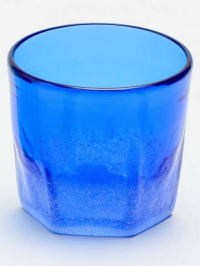 沖縄琉球グラス　泡ハーフ六角グラス　青
