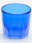 沖縄琉球グラス　泡ハーフ六角グラス　青